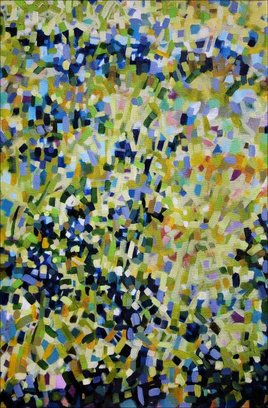 Bluebonnets Abstract, 24 x 36 inches Acrylics on canvas